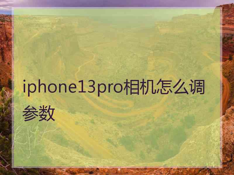 iphone13pro相机怎么调参数