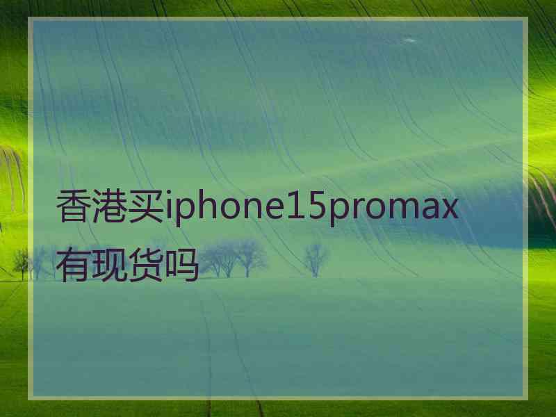 香港买iphone15promax有现货吗