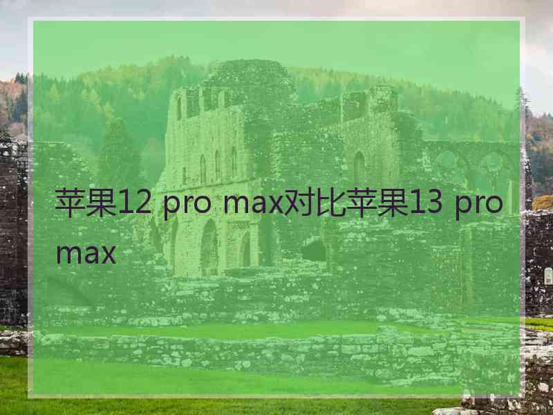 苹果12 pro max对比苹果13 pro max