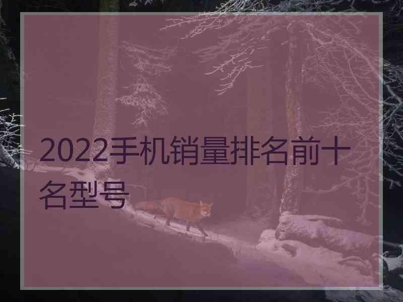 2022手机销量排名前十名型号