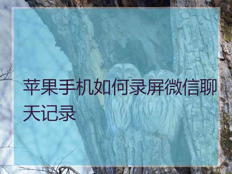 苹果手机如何录屏微信聊天记录