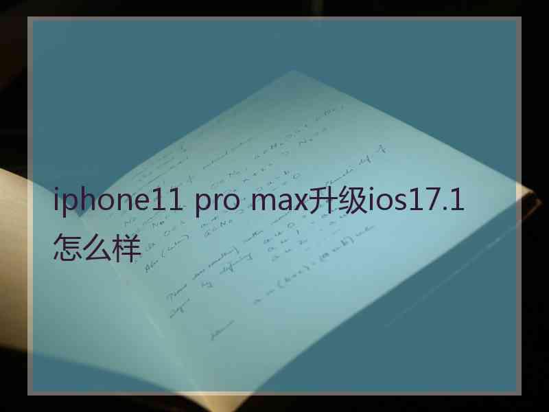 iphone11 pro max升级ios17.1怎么样