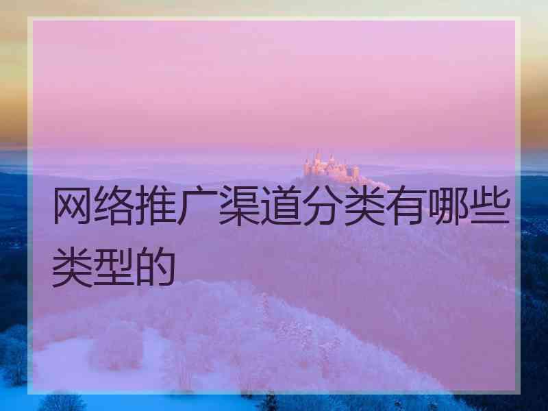 网络推广渠道分类有哪些类型的