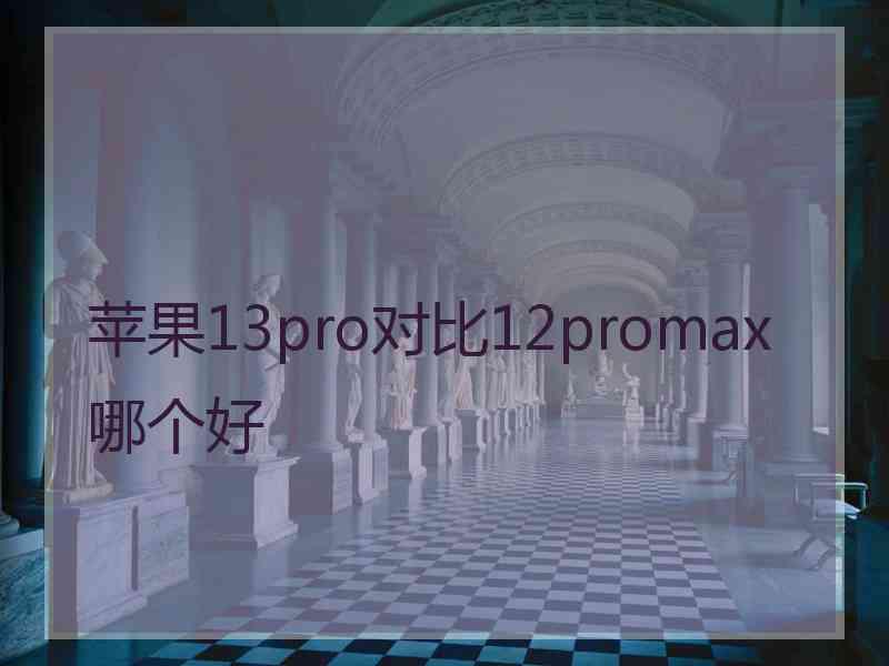 苹果13pro对比12promax哪个好