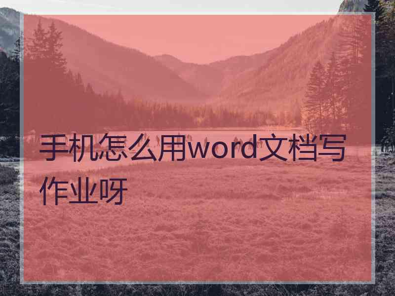 手机怎么用word文档写作业呀