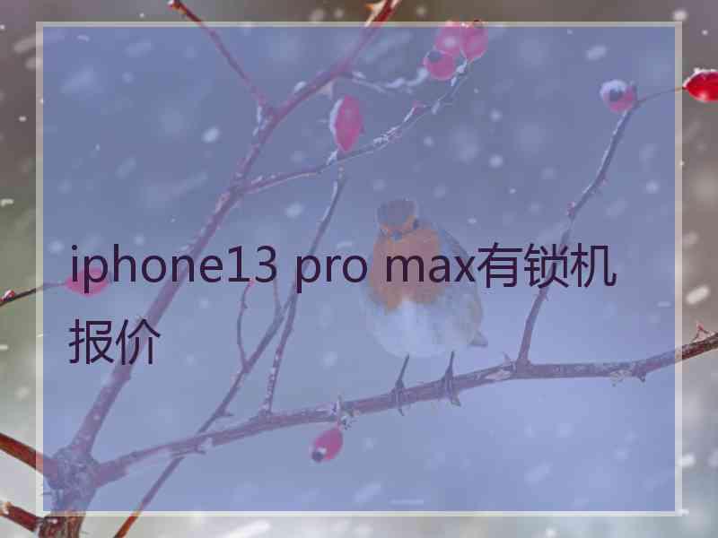 iphone13 pro max有锁机报价