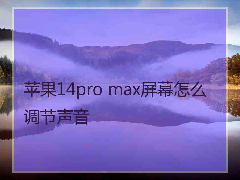 苹果14pro max屏幕怎么调节声音