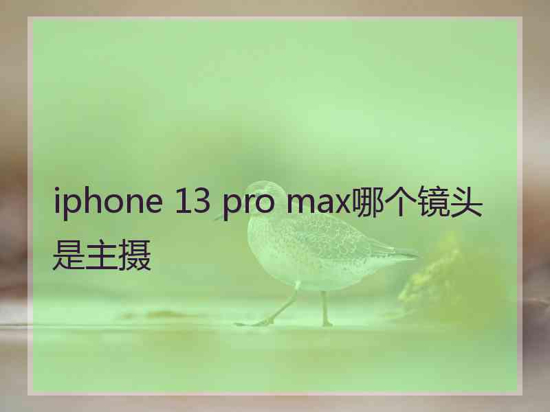 iphone 13 pro max哪个镜头是主摄