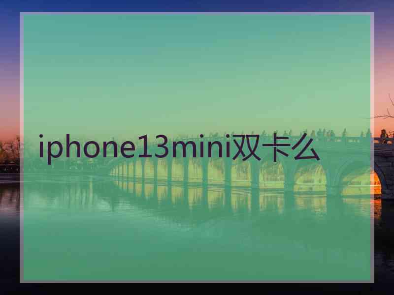 iphone13mini双卡么