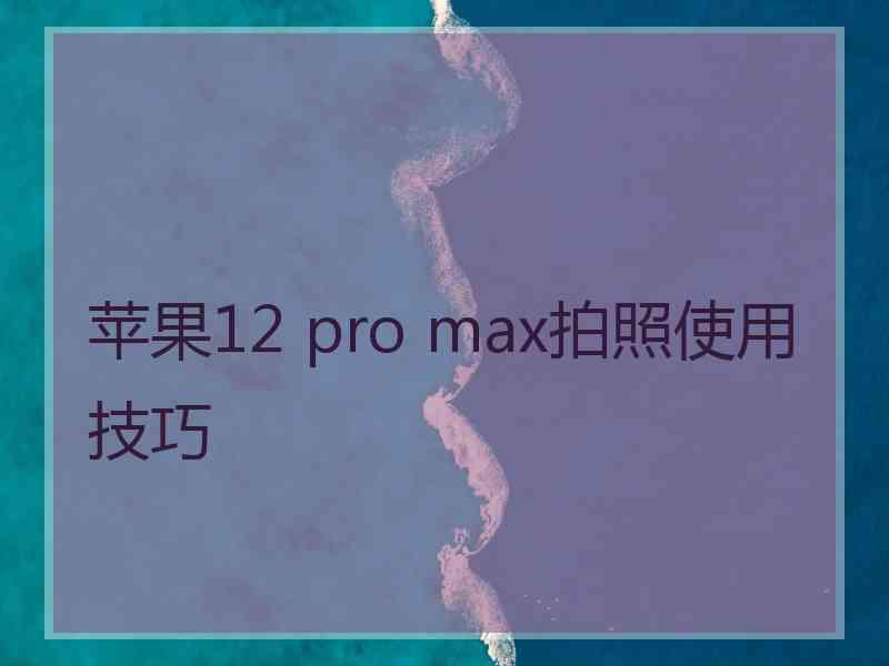 苹果12 pro max拍照使用技巧