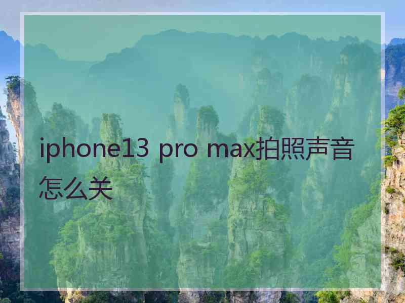 iphone13 pro max拍照声音怎么关