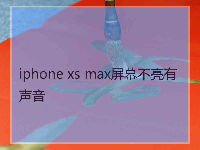 iphone xs max屏幕不亮有声音