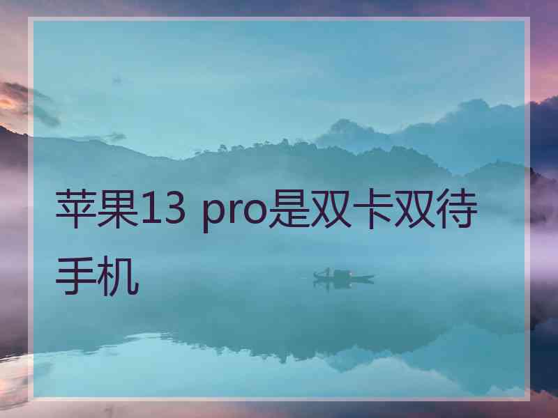 苹果13 pro是双卡双待手机