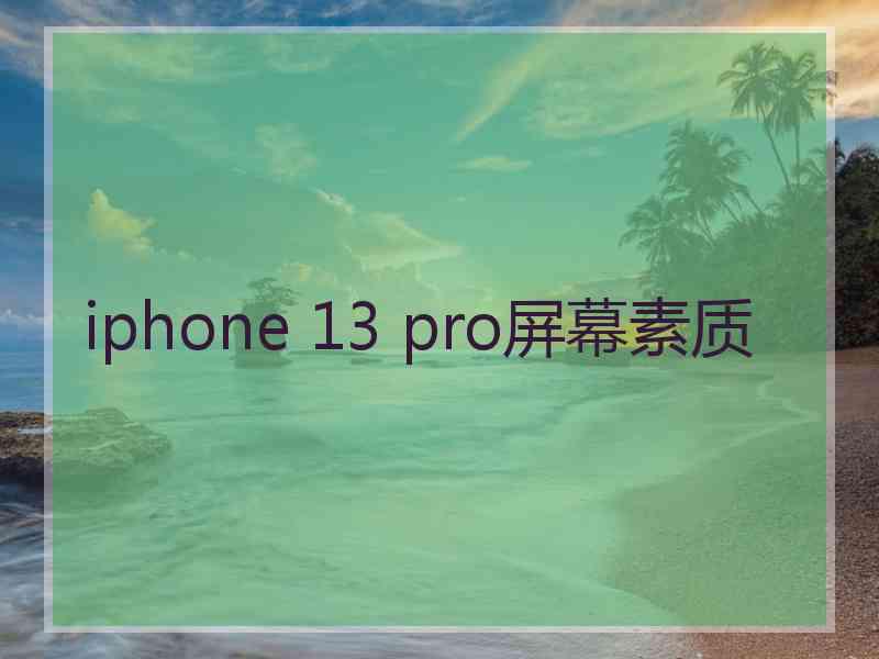 iphone 13 pro屏幕素质