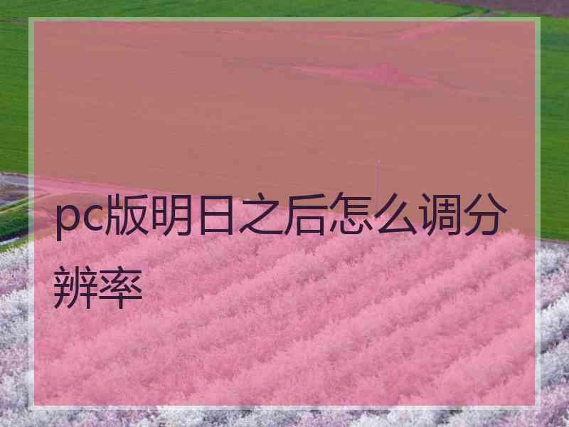 pc版明日之后怎么调分辨率