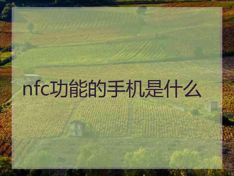 nfc功能的手机是什么