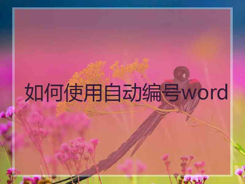 如何使用自动编号word