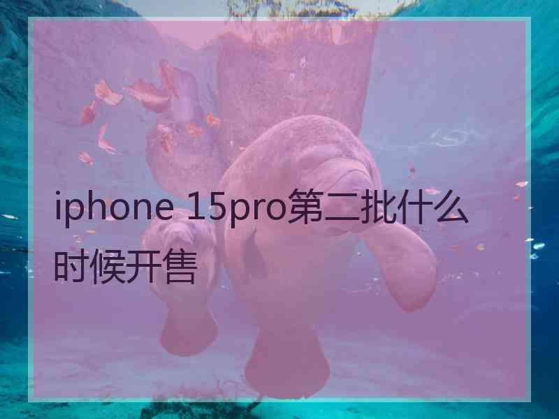 iphone 15pro第二批什么时候开售