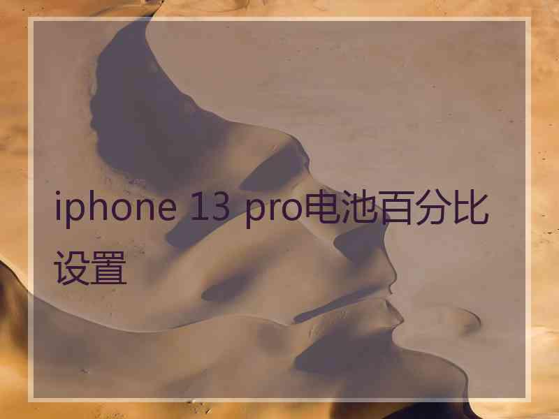 iphone 13 pro电池百分比设置