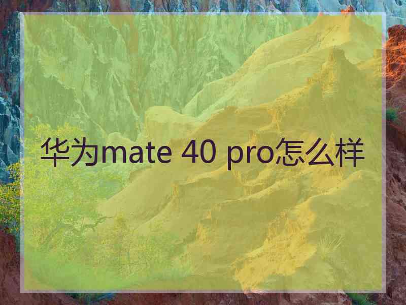 华为mate 40 pro怎么样