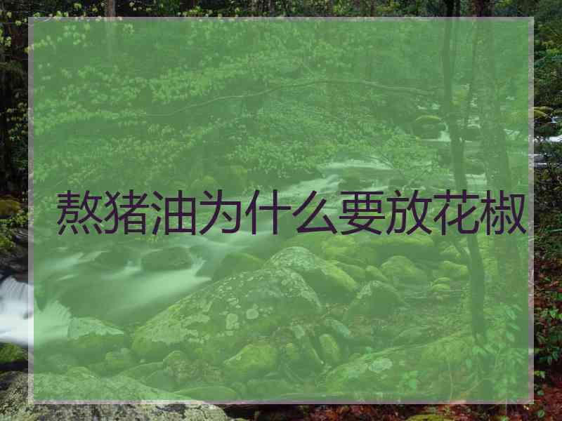 熬猪油为什么要放花椒