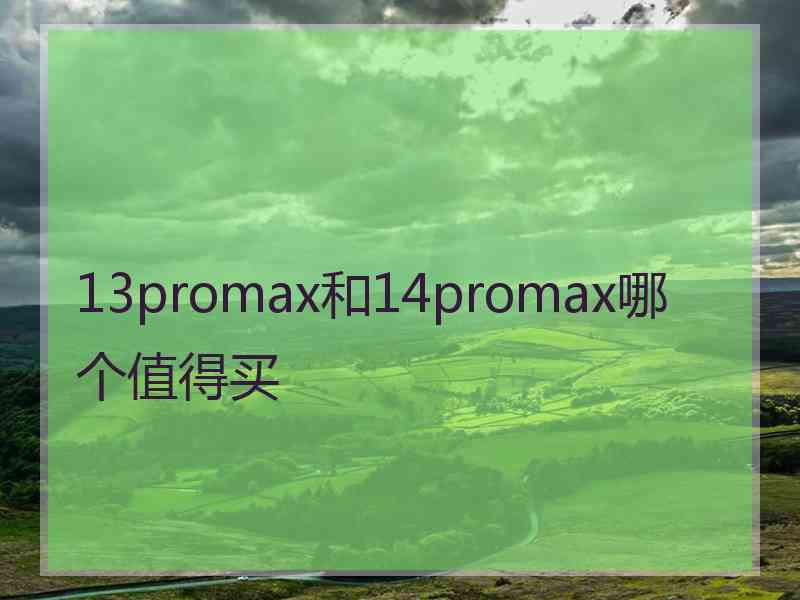 13promax和14promax哪个值得买