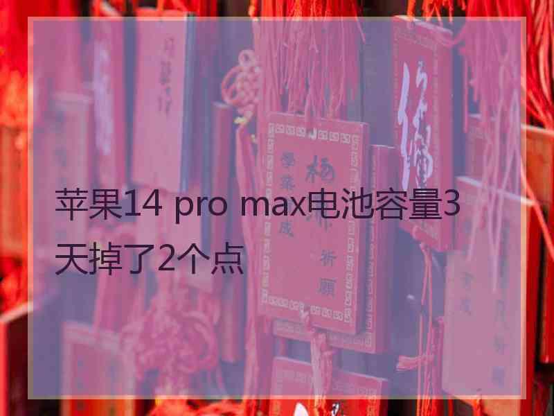 苹果14 pro max电池容量3天掉了2个点