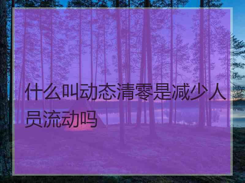 什么叫动态清零是减少人员流动吗