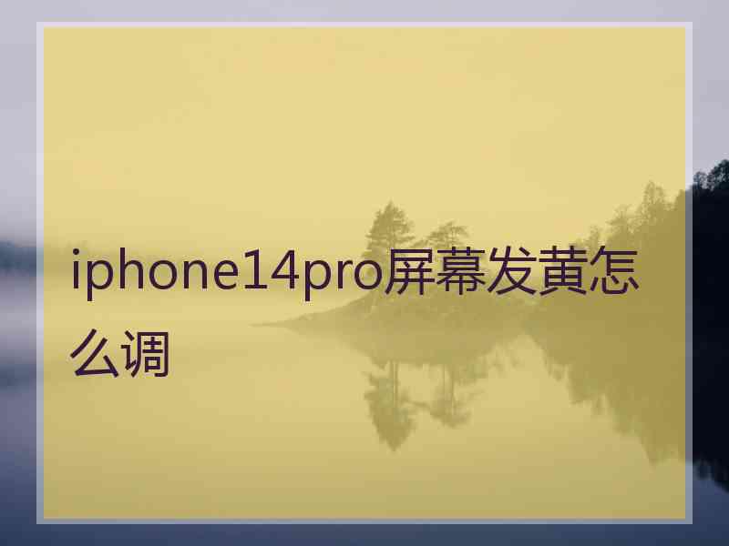 iphone14pro屏幕发黄怎么调