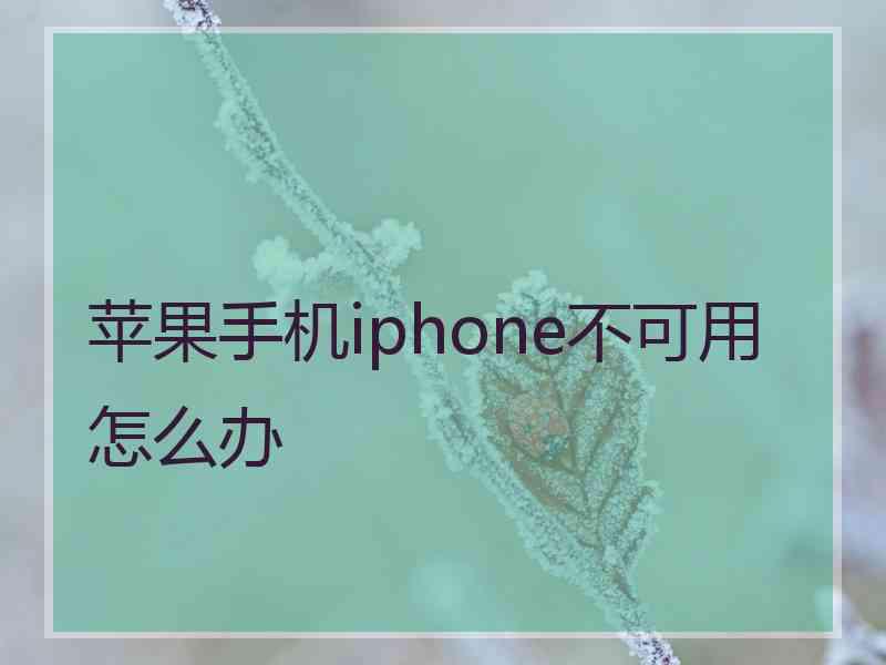 苹果手机iphone不可用怎么办