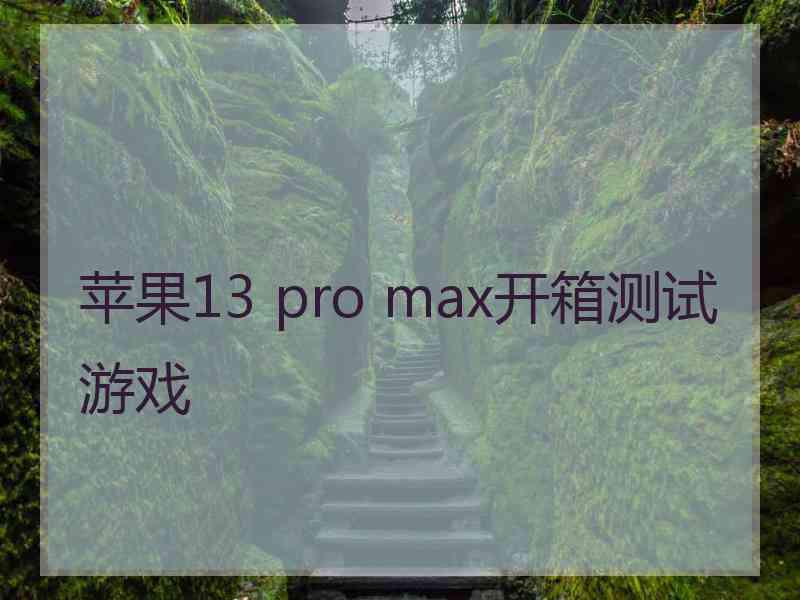 苹果13 pro max开箱测试游戏