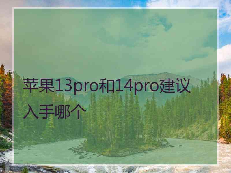 苹果13pro和14pro建议入手哪个