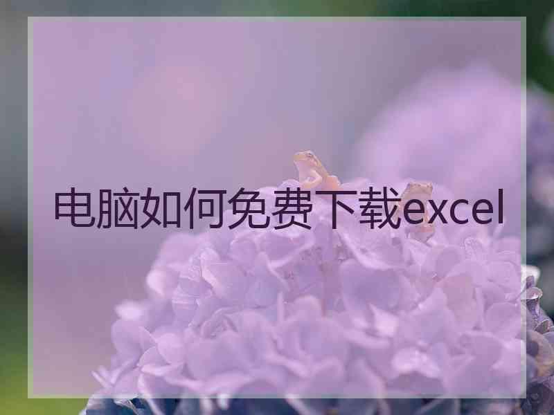 电脑如何免费下载excel