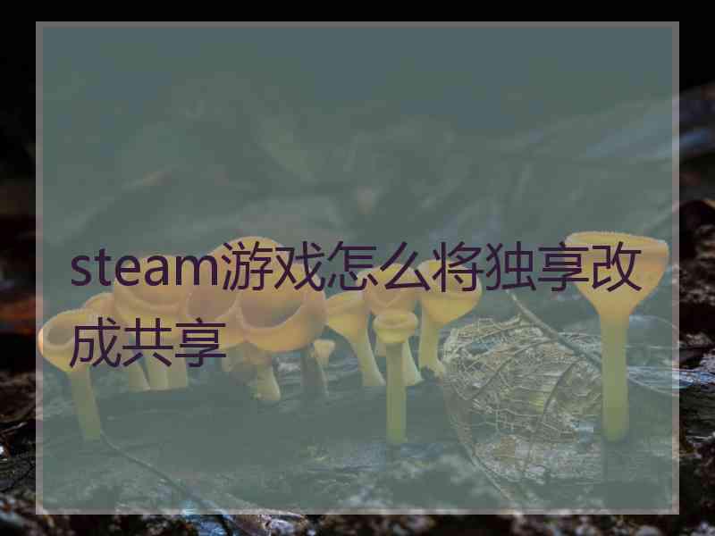 steam游戏怎么将独享改成共享