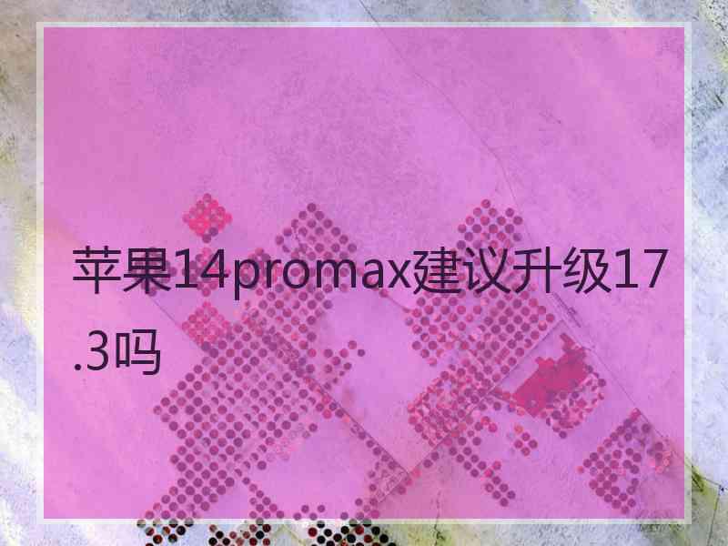 苹果14promax建议升级17.3吗