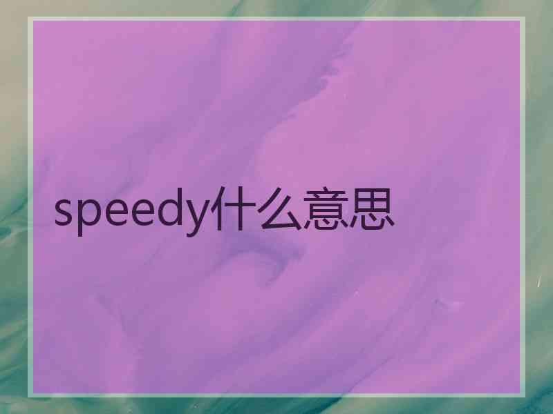 speedy什么意思