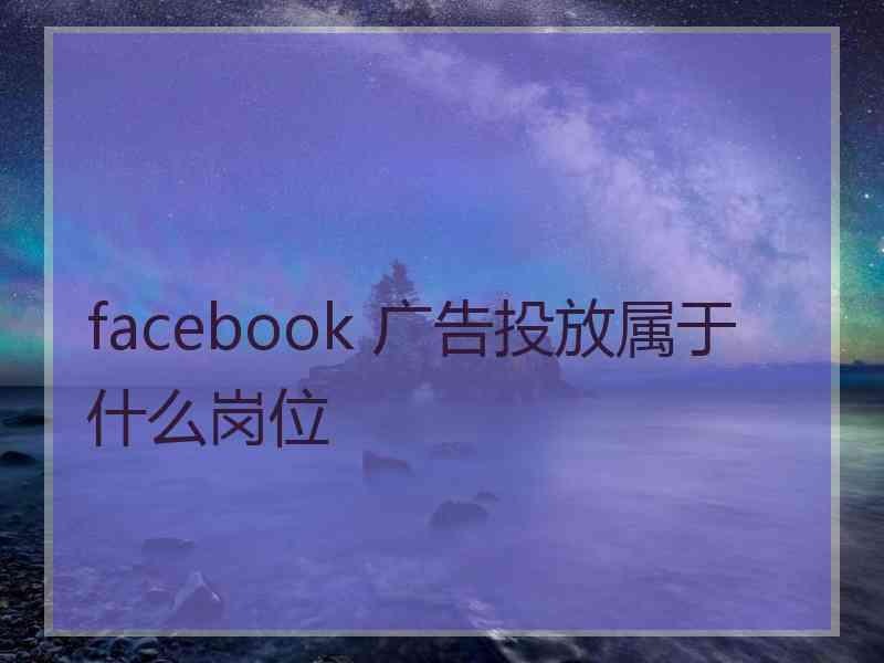 facebook 广告投放属于什么岗位