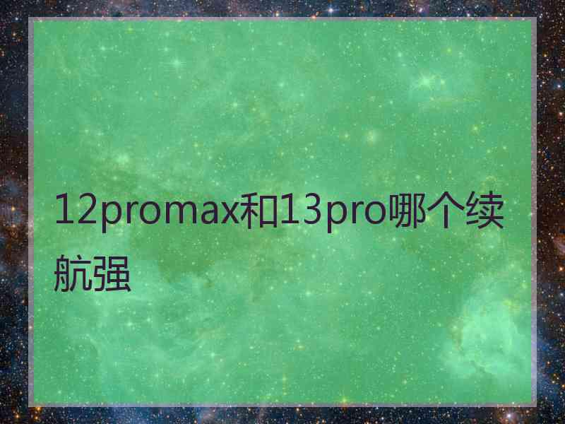 12promax和13pro哪个续航强