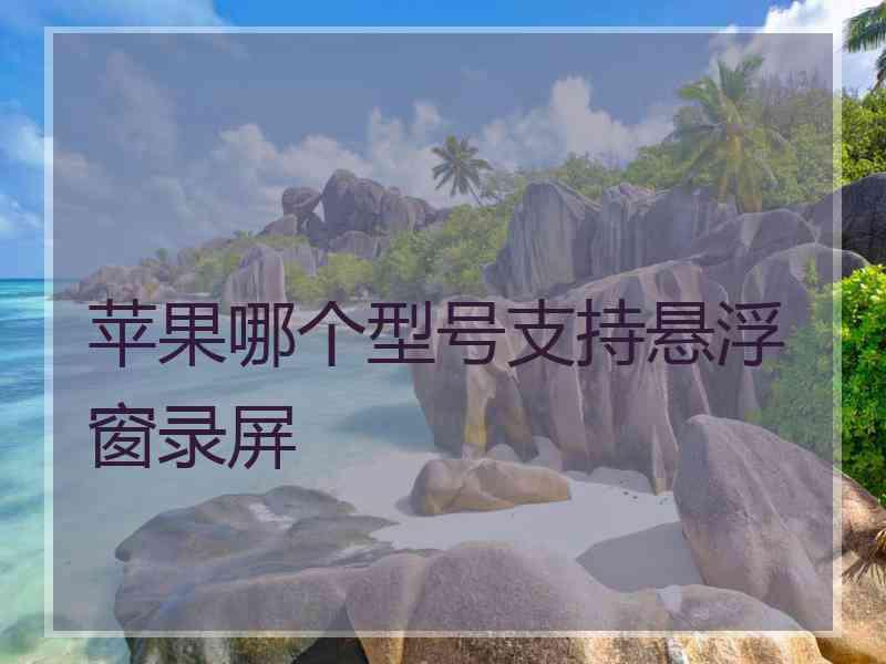 苹果哪个型号支持悬浮窗录屏