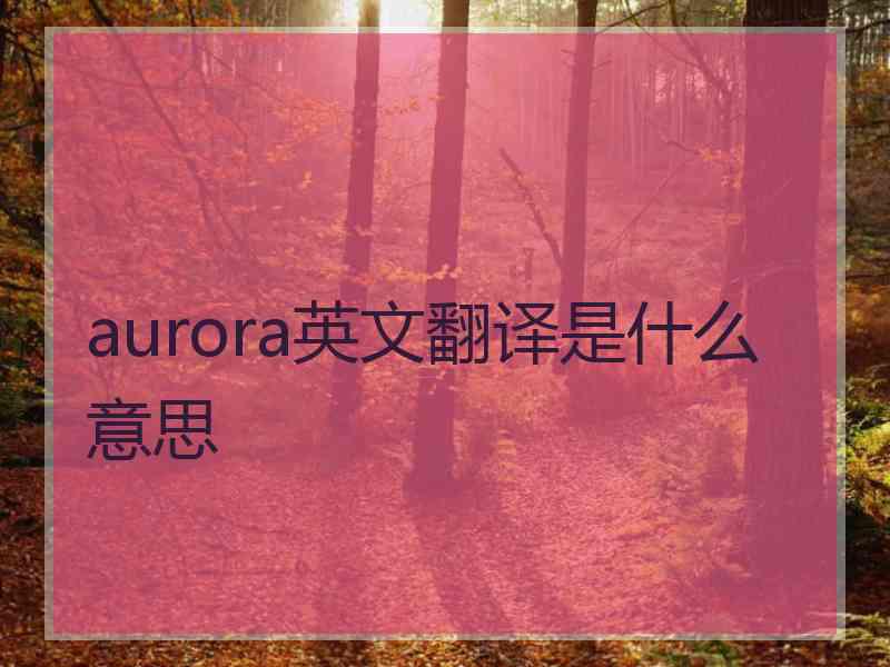 aurora英文翻译是什么意思