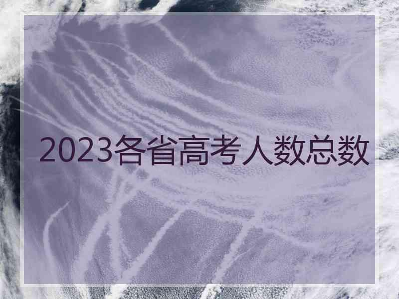 2023各省高考人数总数