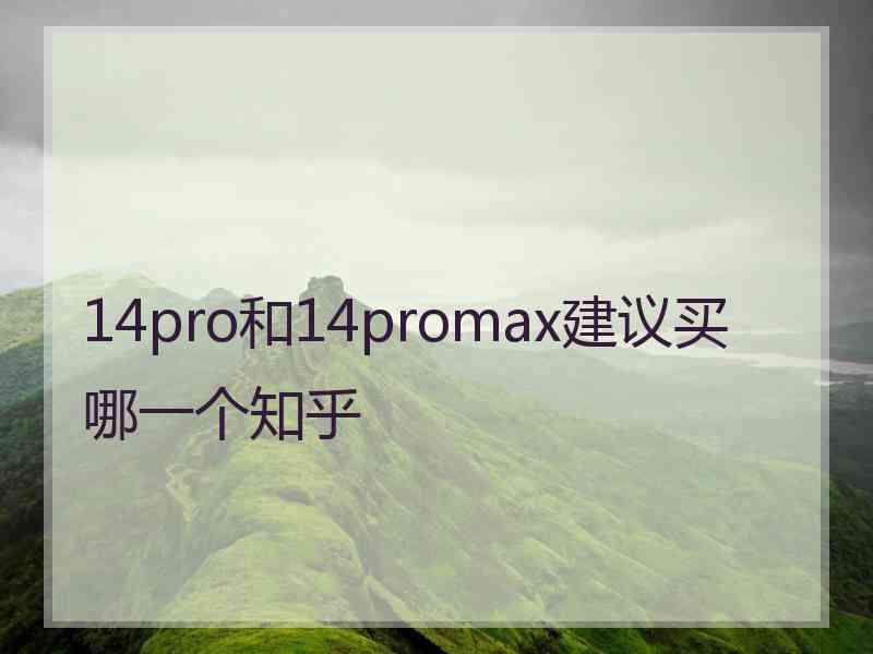 14pro和14promax建议买哪一个知乎