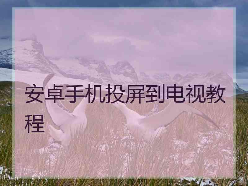 安卓手机投屏到电视教程