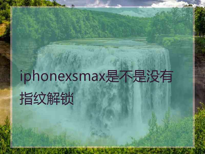 iphonexsmax是不是没有指纹解锁