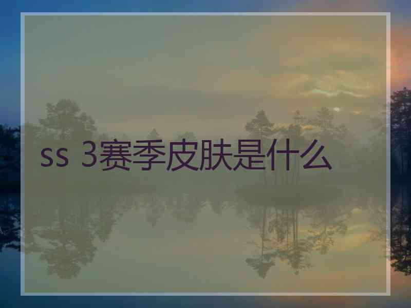 ss 3赛季皮肤是什么