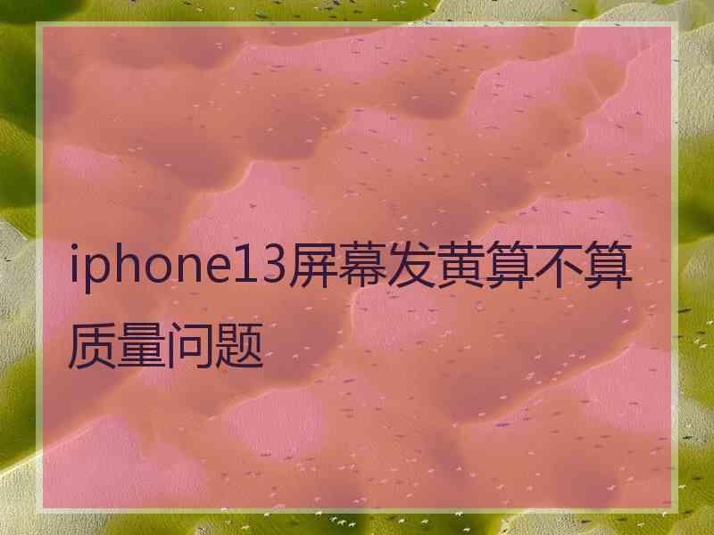 iphone13屏幕发黄算不算质量问题