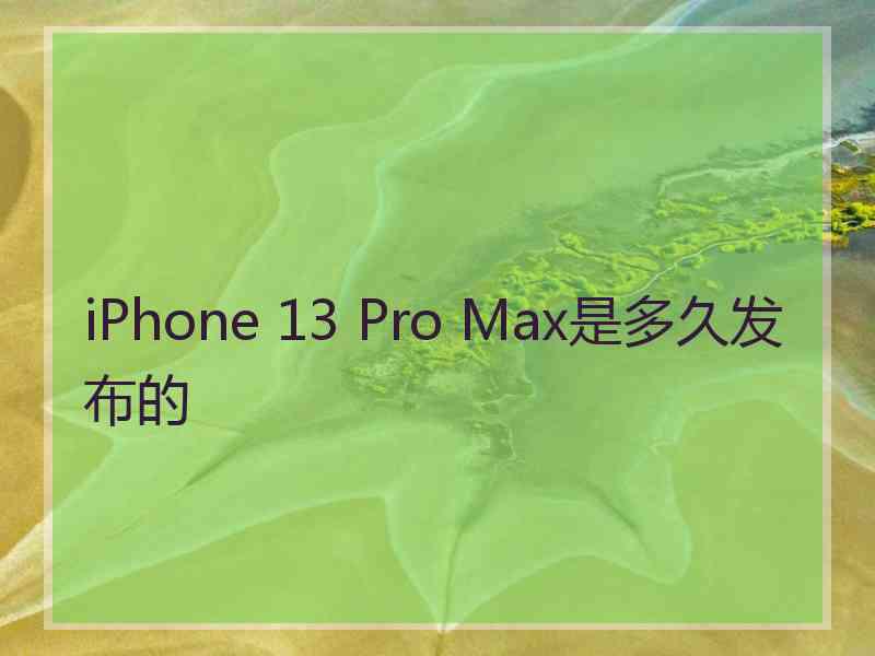 iPhone 13 Pro Max是多久发布的