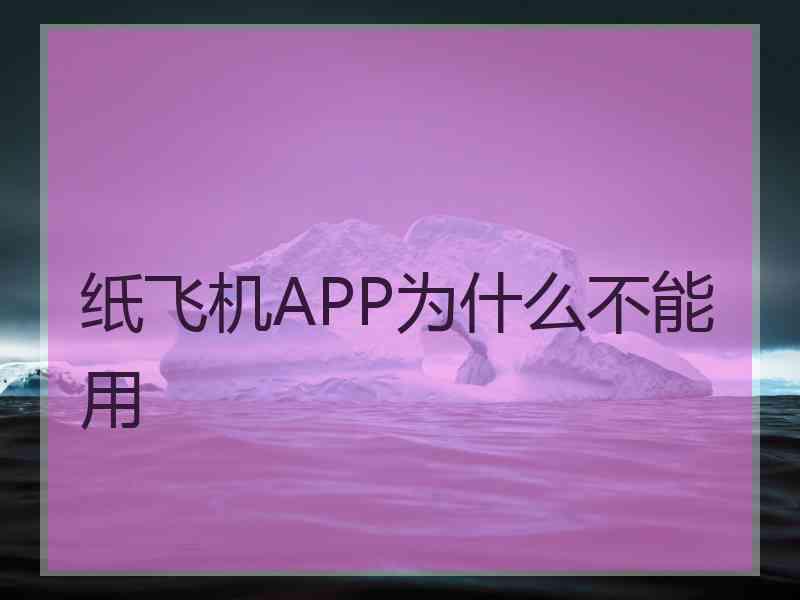 纸飞机APP为什么不能用