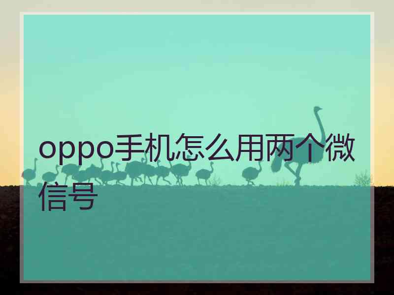 oppo手机怎么用两个微信号