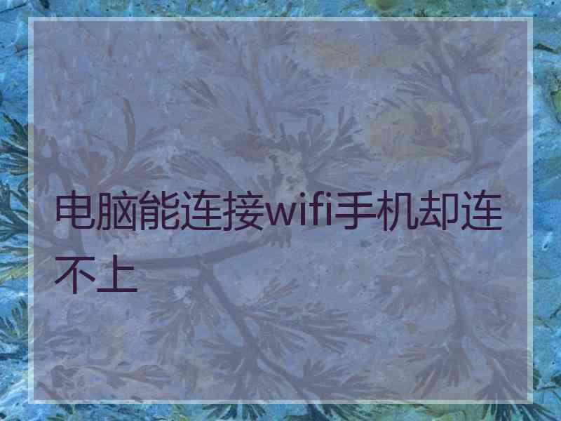 电脑能连接wifi手机却连不上